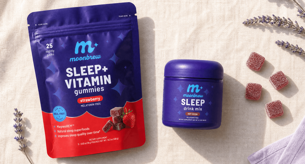 MoonBrew sleep gummies and drink mix
